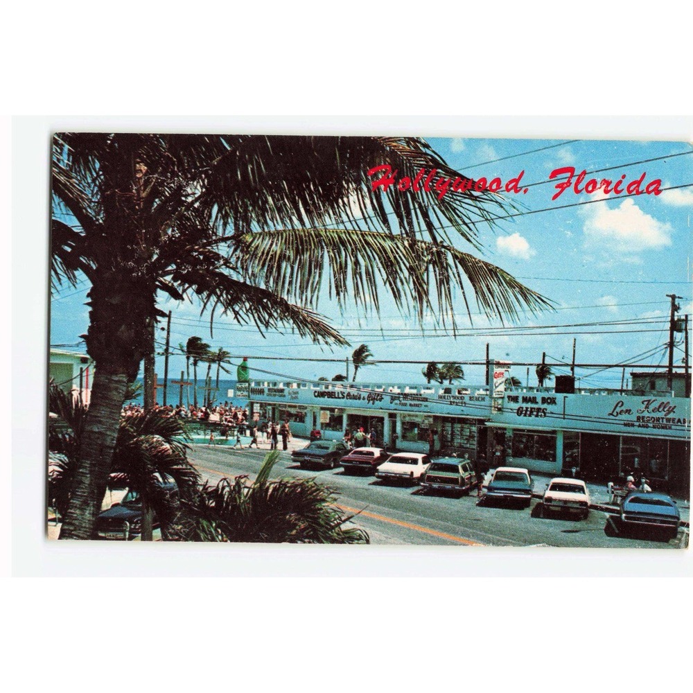 Vintage Hollywood Florida Postcard Campbell's Gifts Len Kelly Resortwear VG+